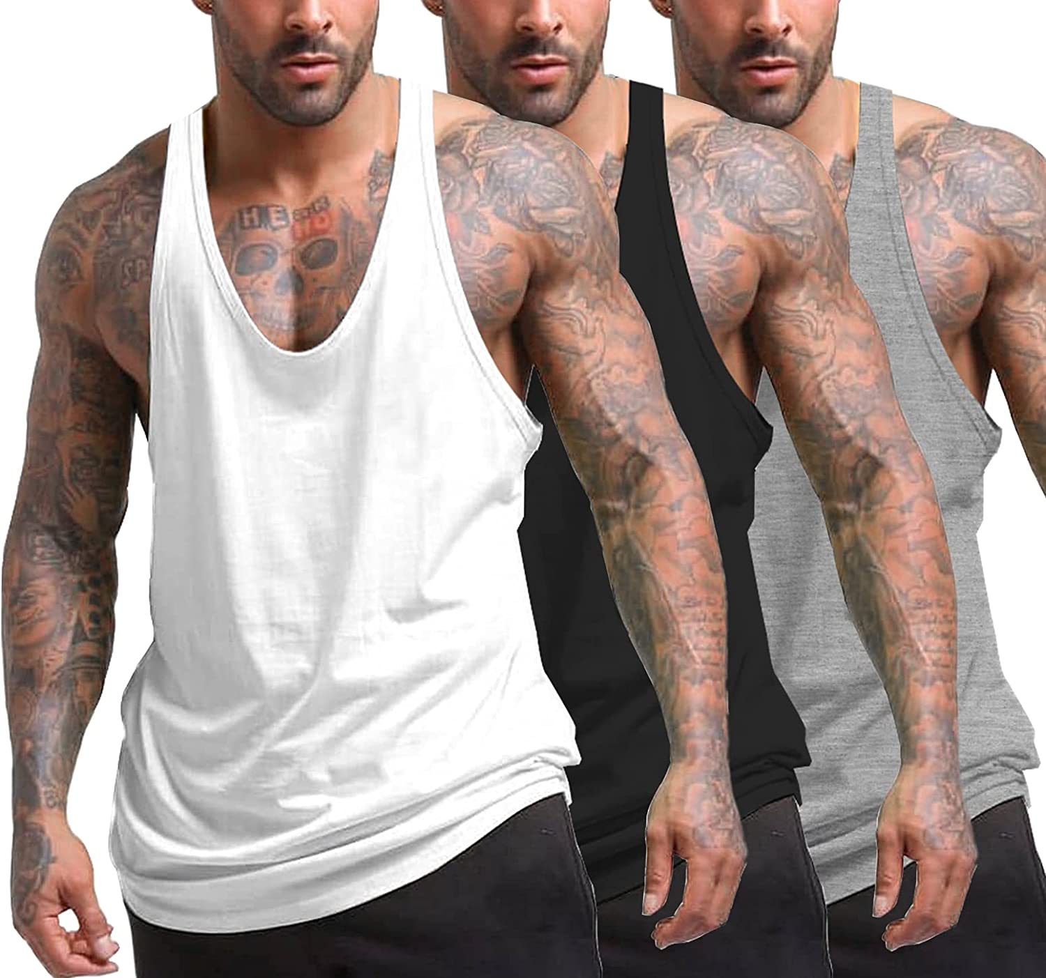COOFANDY Mens 10 Pack Gym Tank Tops Y-Back Workout Muscle Tee Sleeveless Fitness Bodybuilding T Shirts 