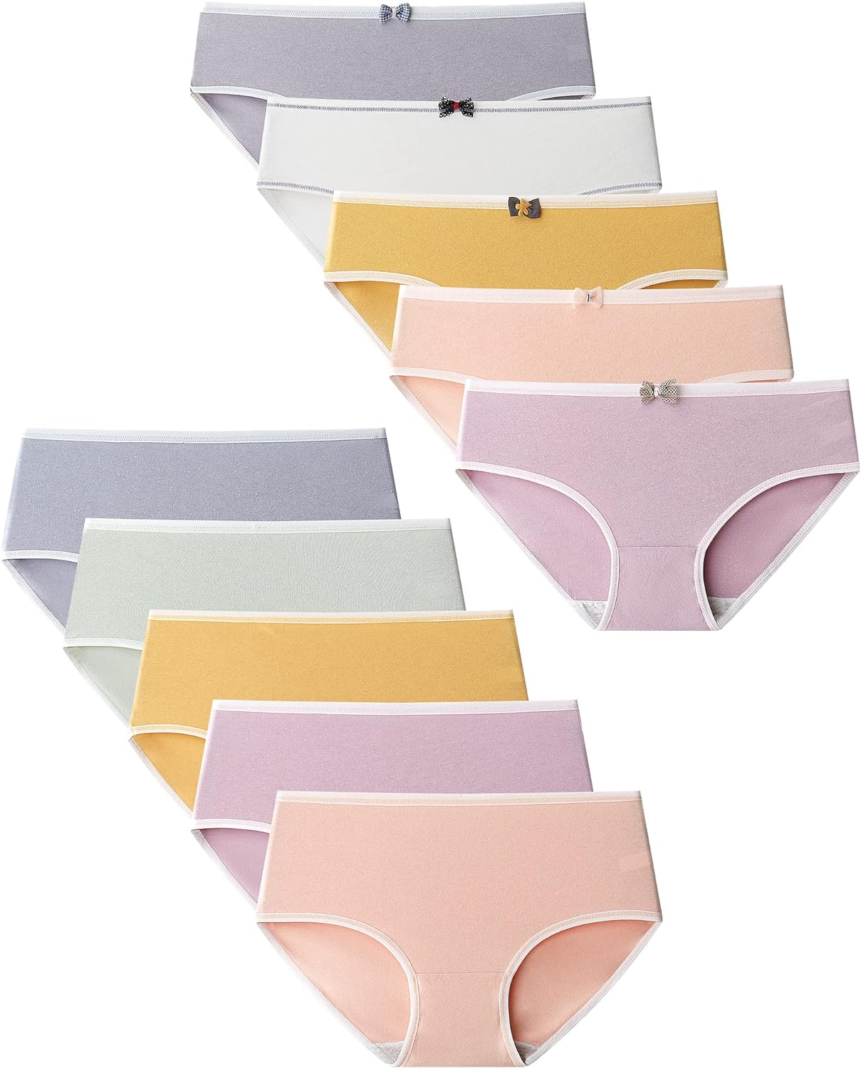 Adorel Teen Girls Panties Mid Waist Underpants Briefs Pack of 10
