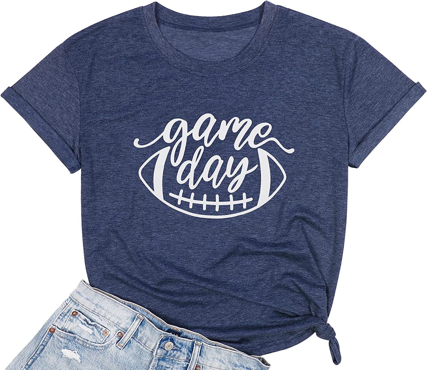 Trendy Game Day Football T Shirts for Women Funny Football Graphic Tees  Casual Funny Sunday Short Sleeve Tops Workout at  Women's Clothing  store