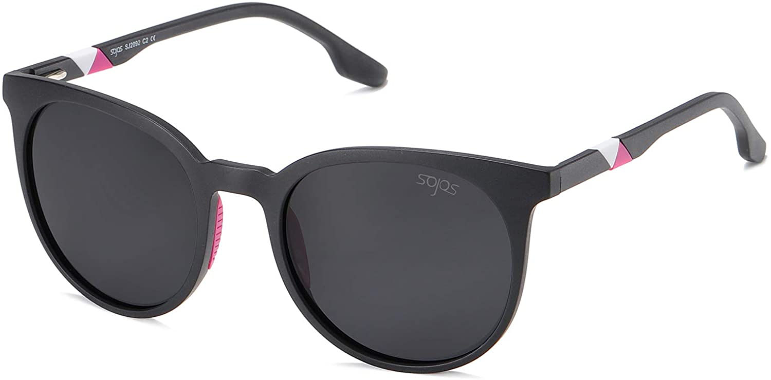 SOJOS Polarized Round Sports Sunglasses for Women Ultralight Oversized TR90 Frame SJ2092 