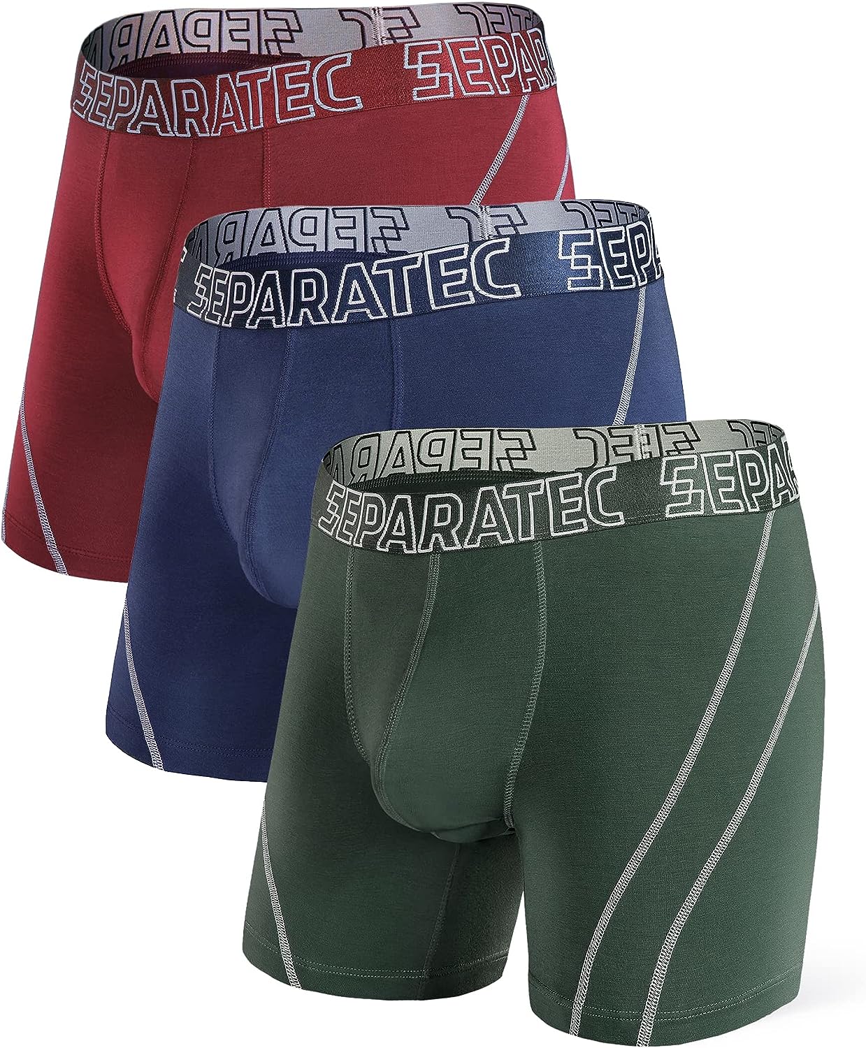 Separatec Bamboo Men's Underwear Classic Soft Breathable Boxer Briefs with  Dual