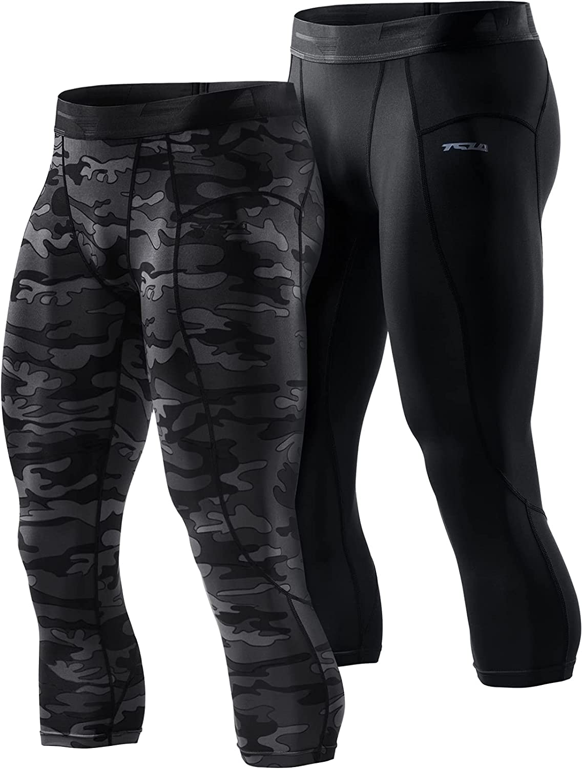 leggings & tights TSLA Pantaloni termici da uomo a compressione a 3/4 leggings sportivi Capri strato inferiore invernale 