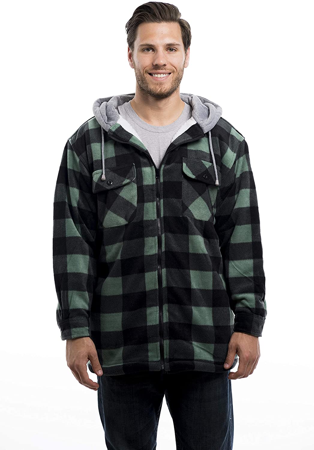 TrailCrest Men's Warm Sherpa Lined Hoodie Fleece Shirt Jacket