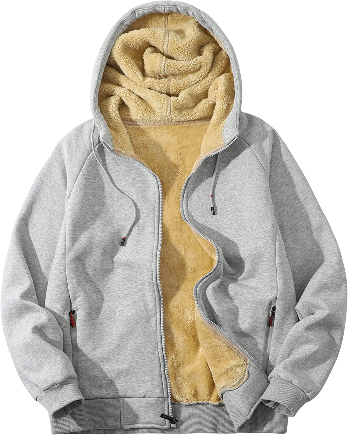 Flygo Hoodies for Men Zip Up Winter Fleece Sherpa Lined Sweatshirt