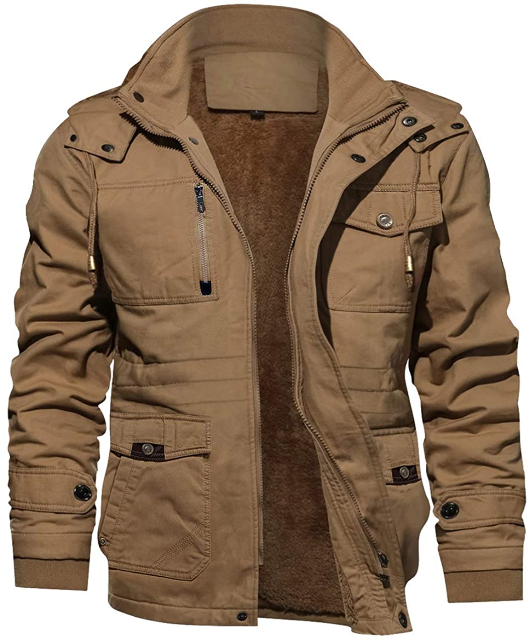 TACVASEN Men's Jacket-Casual Winter Cotton Military Jacket Thicken 