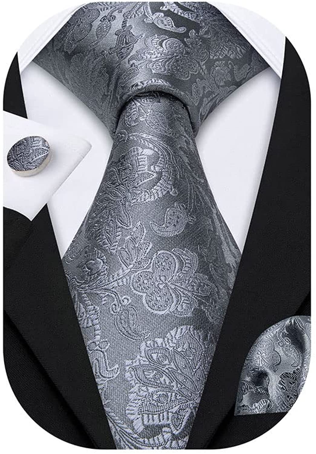 Barry.Wang Silk Men Ties,Paisley Necktie Pocket Square and Cufflinks Set  for Wed | eBay
