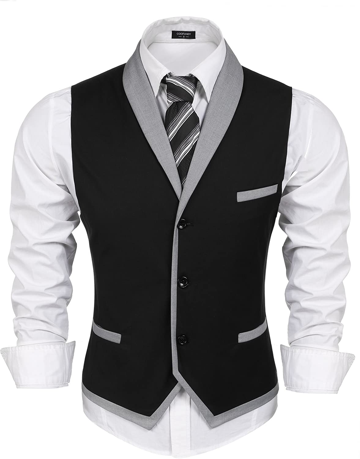 COOFANDY Men's Suit Vest Slim Fit Business Wedding Vests Dress Waistcoat