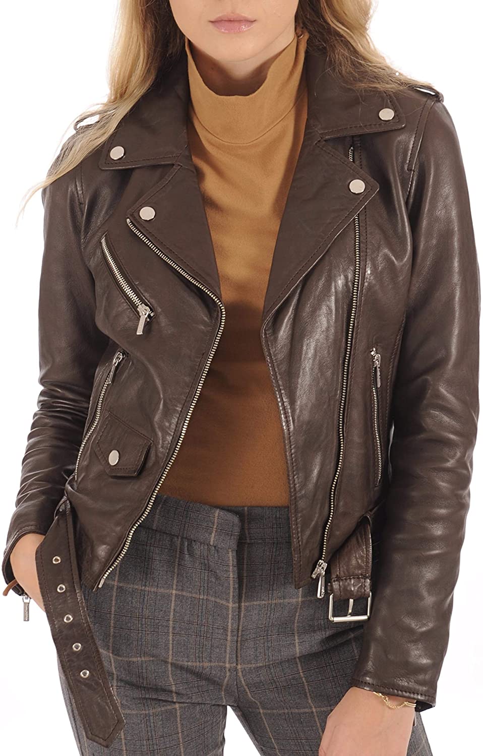 KYZER KRAFT Womens Leather Jacket Bomber Motorcycle Biker Real Lambskin Leather Jacket for Womens Collection-03