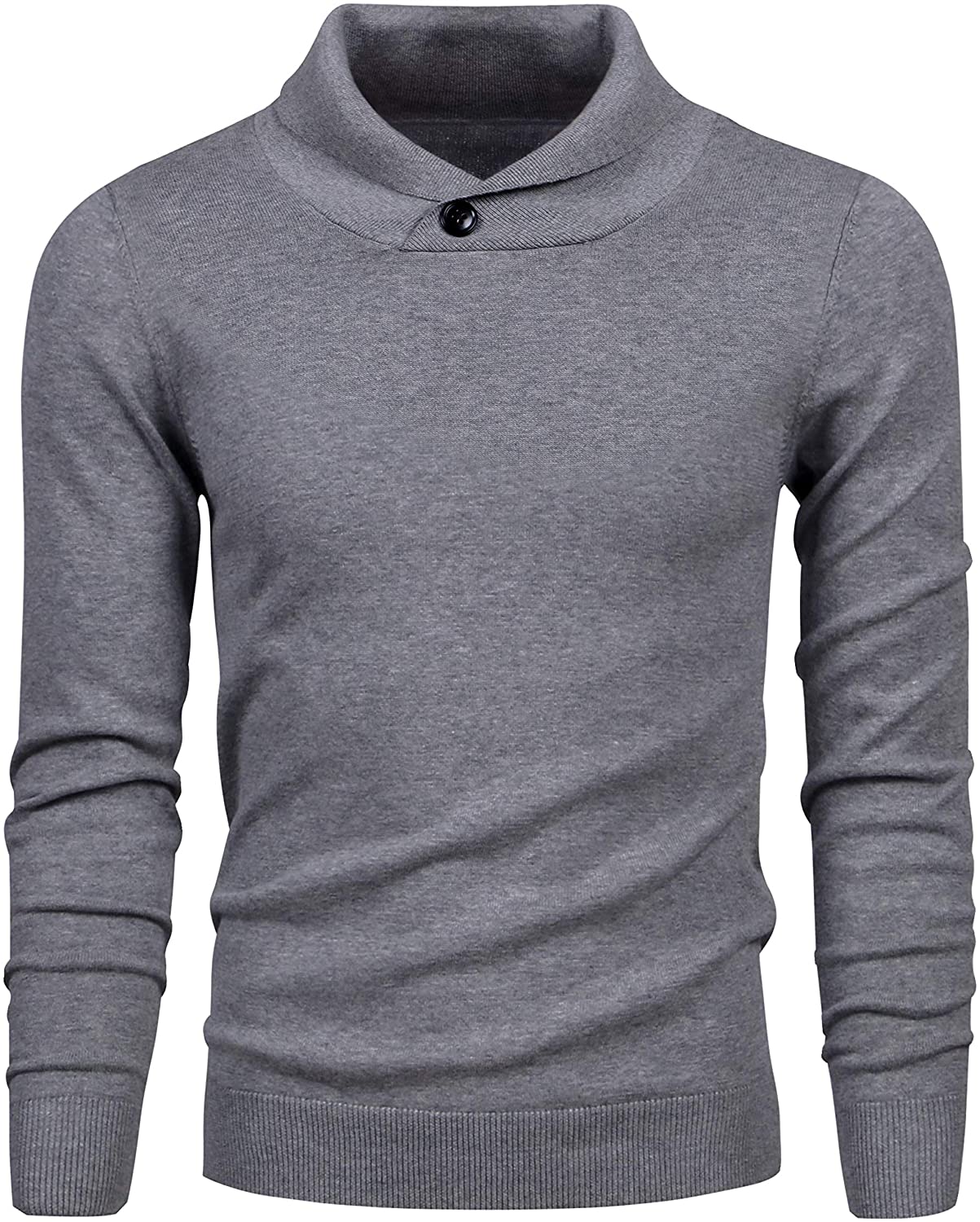 LTIFONE Mens Shawl Sweaters,Casual Slim Fit,Knitted Collar Long Sleeve ...