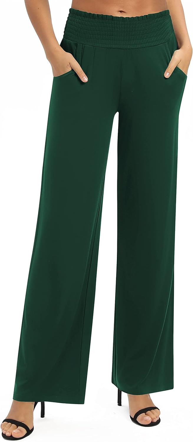 Urban CoCo Women's Solid Wide Leg Palazzo Lounge Pants Casual Straight Leg  High