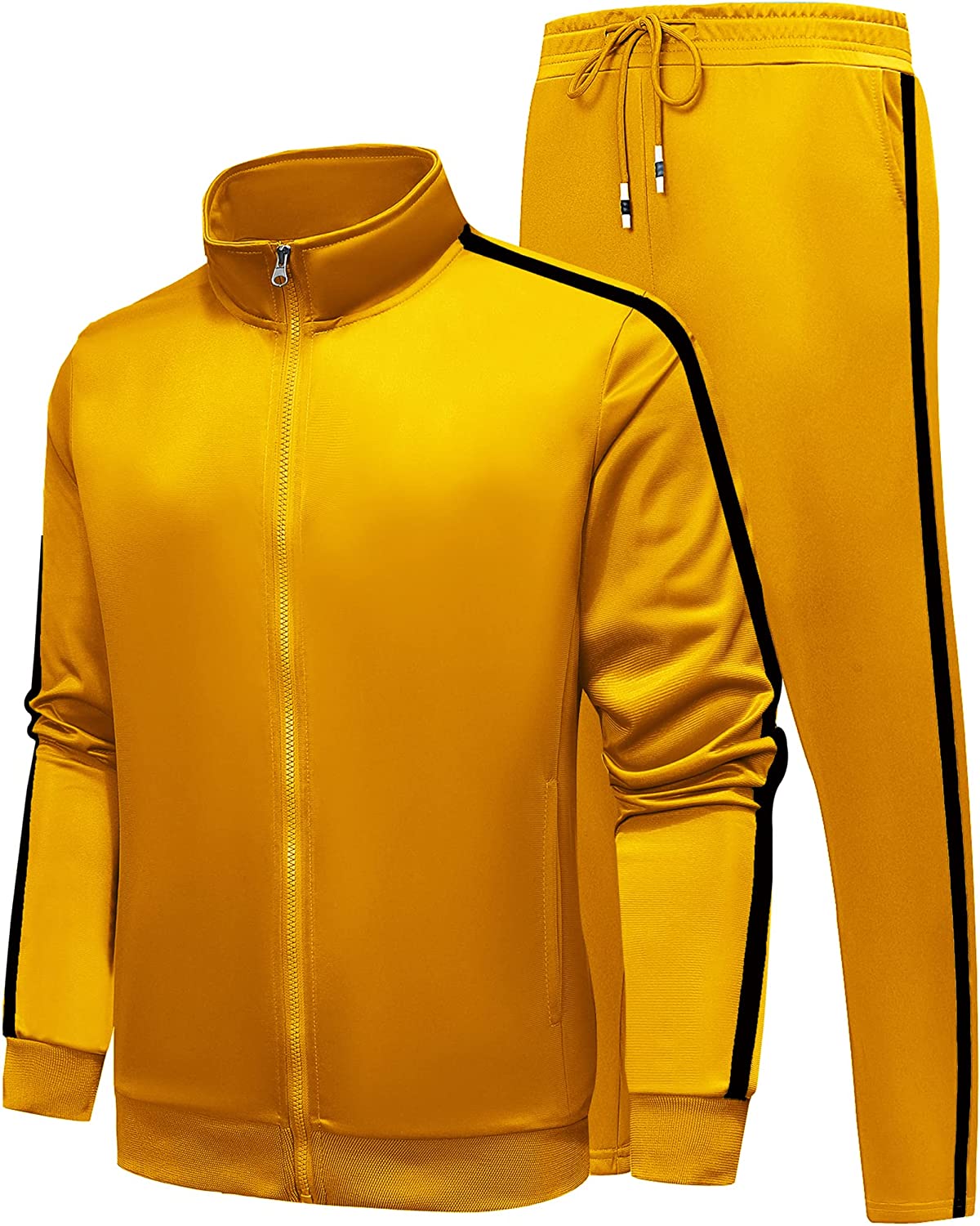 Buy Wholesale Men's 2 Piece Full Zip Track Suit with Reflective Design in  Banana Yellow: Sold in Bulk