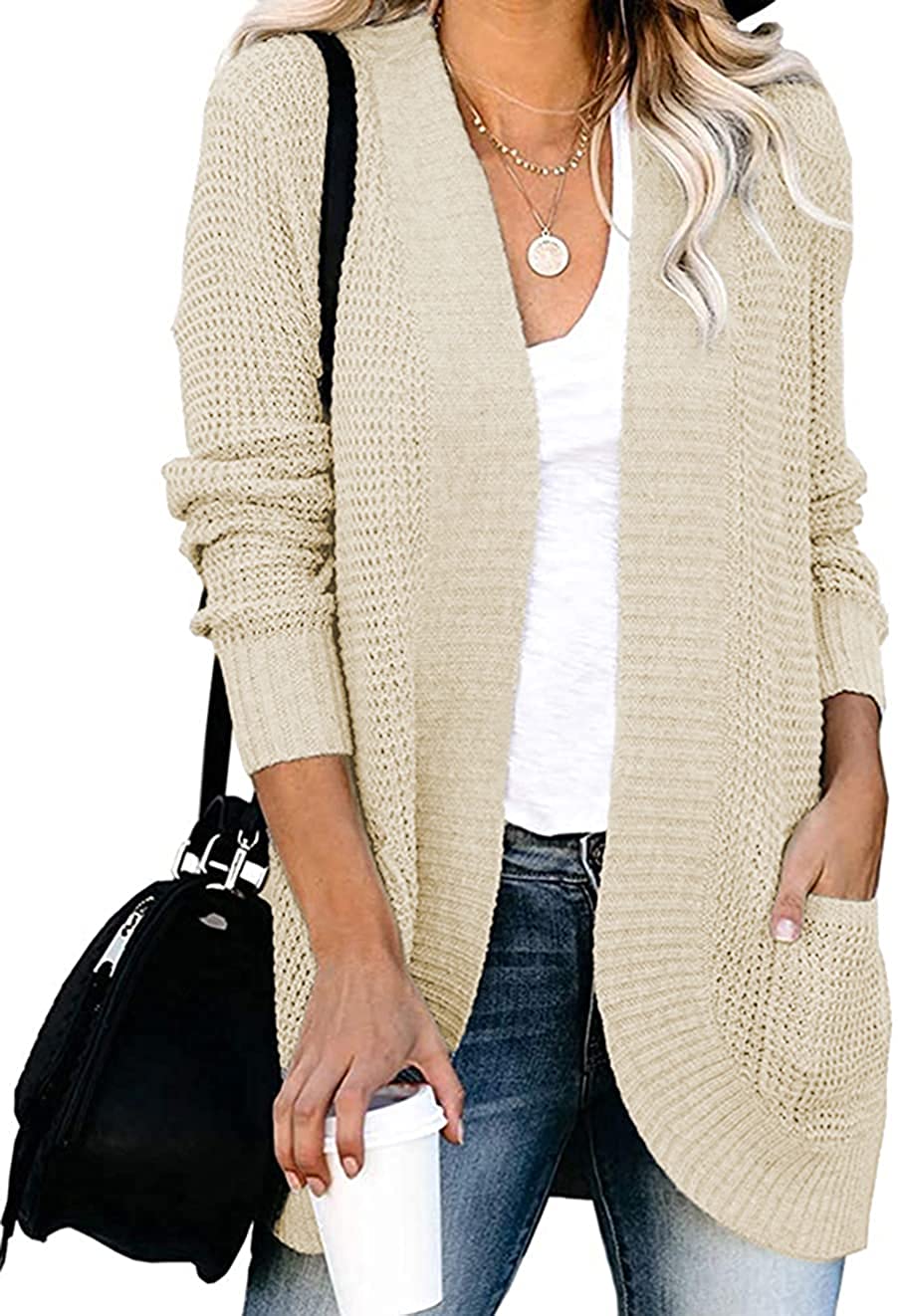 Your Orders Women's Cardigan Sweaters Women Long Sleeve Crop Cardigan 2023  Fall Open Front Sweater Solid Cardigans Beige S at  Women's Clothing  store