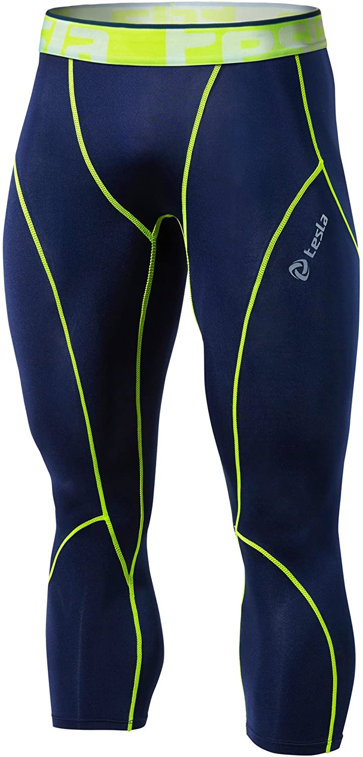  TSLA Men's 3/4 Compression Pants, Running Workout