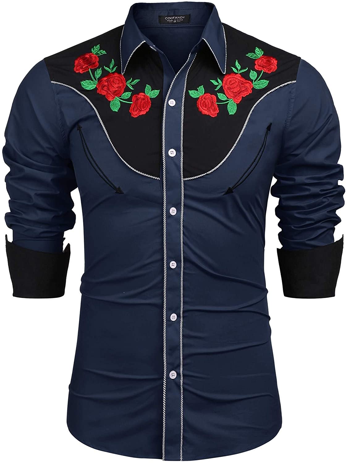 Clothing, Shoes & Jewelry Clothing Men COOFANDY Men's Embroidered Rose ...