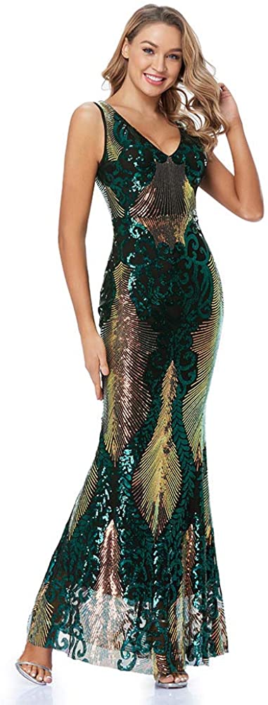 Goddiva Sequin Long Chiffon Sleeve Evening Maxi Dress Prom Party Ball Gown 16-26 