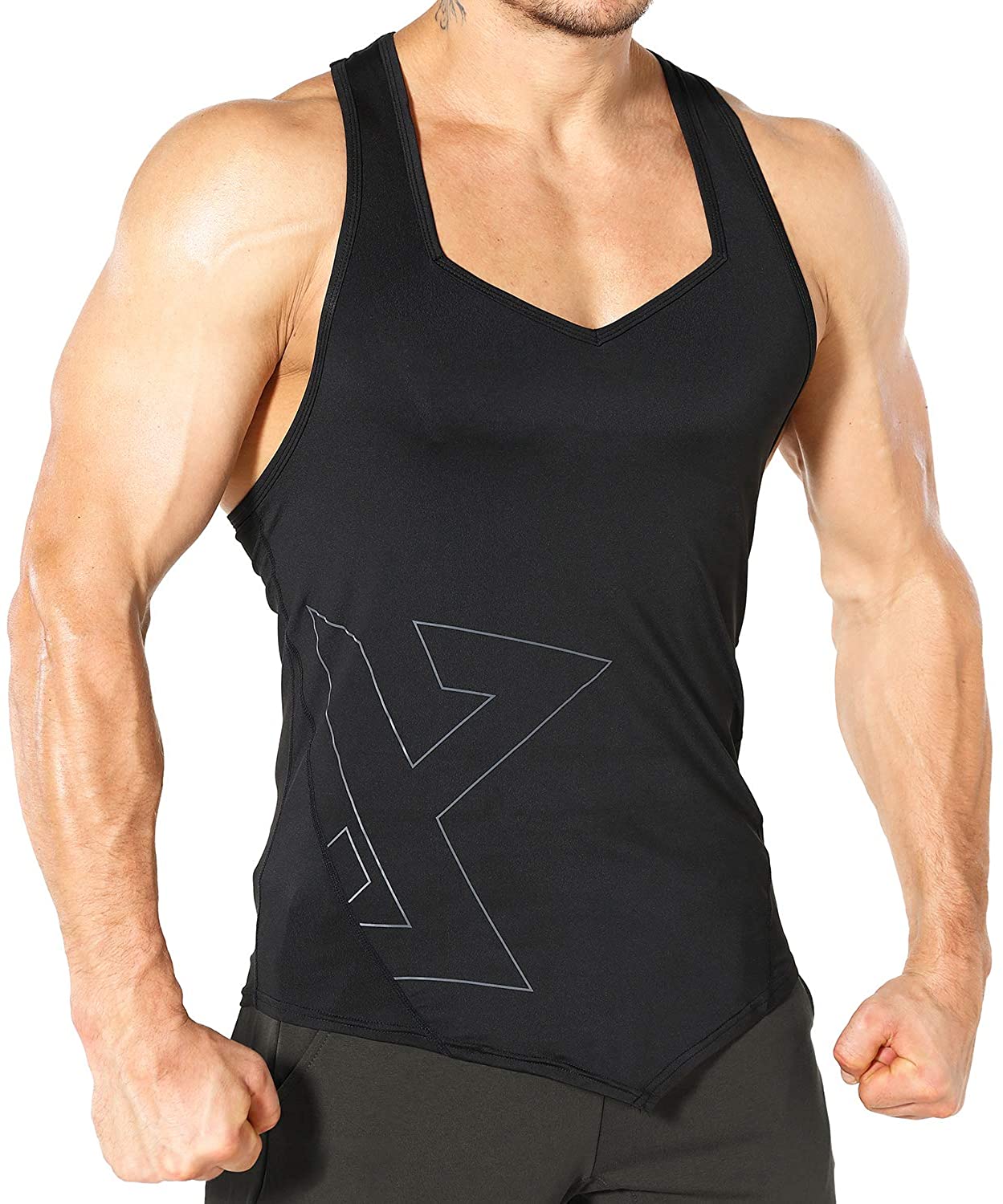 Subir y bajar Ventana mundial oscuro BROKIG Mens Stringer Gym Bodybuilding Tank Tops Workout Fitness Y-Back  Sleeveles | eBay