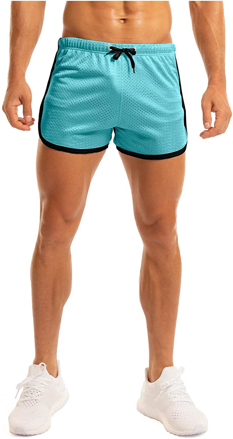 Ouber Men's Fitted Shorts Bodybuilding Workout Gym Running Tight Lifting Shorts with Pockets 