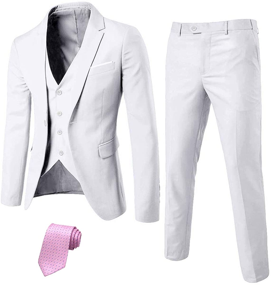 Slim Fit 2 Buttons Tux EastSide Men's 3 Pieces Suit Blazer Vest &Pants Jacket Set 