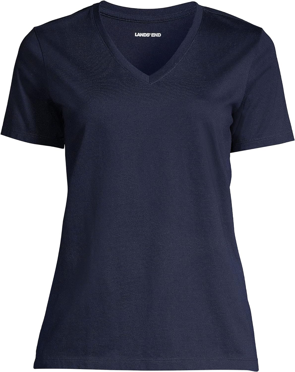 Lands' End Women's Plus Size Relaxed Supima Cotton Long Sleeve V-Neck  T-Shirt 