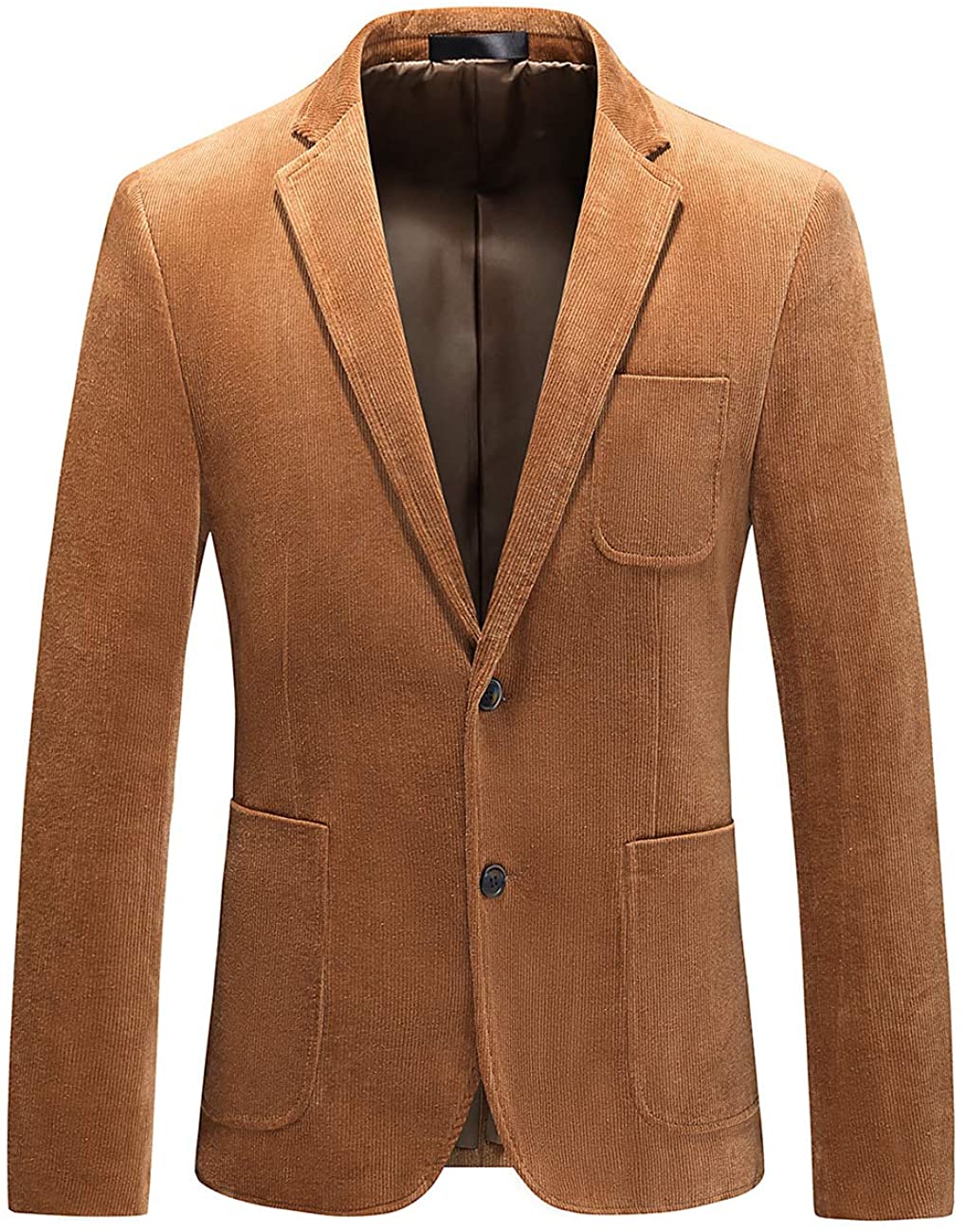 Mens Corduroy Blazer Slim Fit Casual Sport Coats Lightweight One Button Suit Jacket Coats Business Lapel Suit