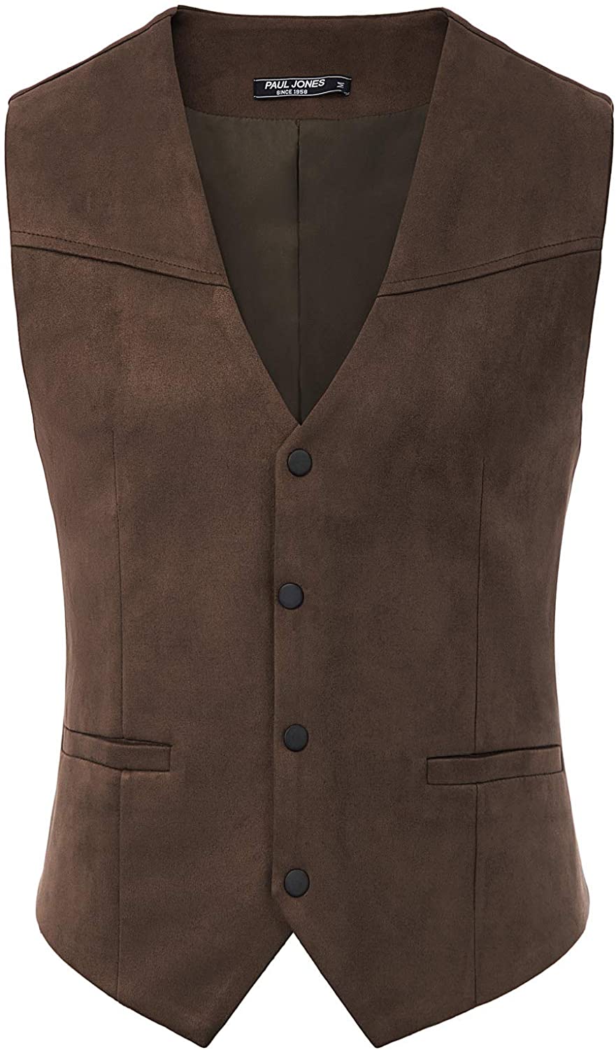 Men's Suede Leather Suit Vest Embroidery Casual Slim Fit Western Vest  Waistcoat