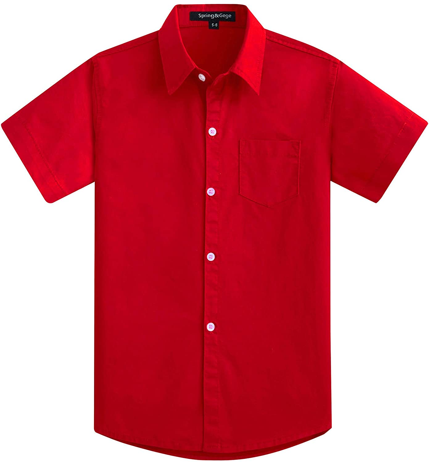 Spring&Gege Boys' Long Sleeve Dress Shirts Formal Uniform Woven Solid 