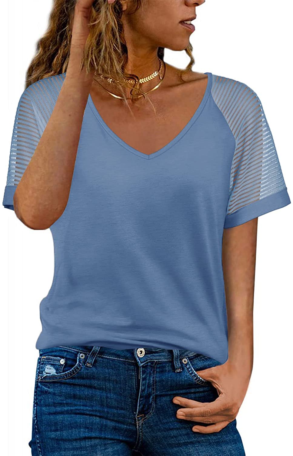 Dressy v neck t clearance shirts