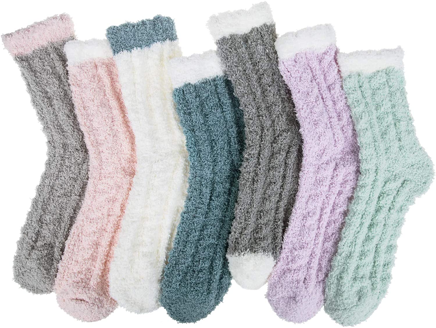 Loritta 5 Pairs Womens Fuzzy Socks Winter Warm Cozy Fluffy Super Soft Slipper Socks