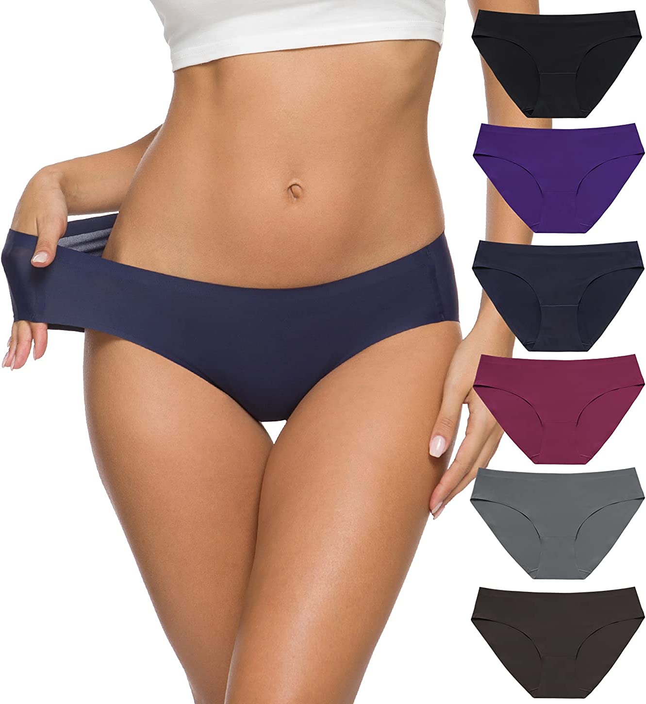 FINETOO 12 Pack Women's Seamless Hipster Underwear No Show Panties