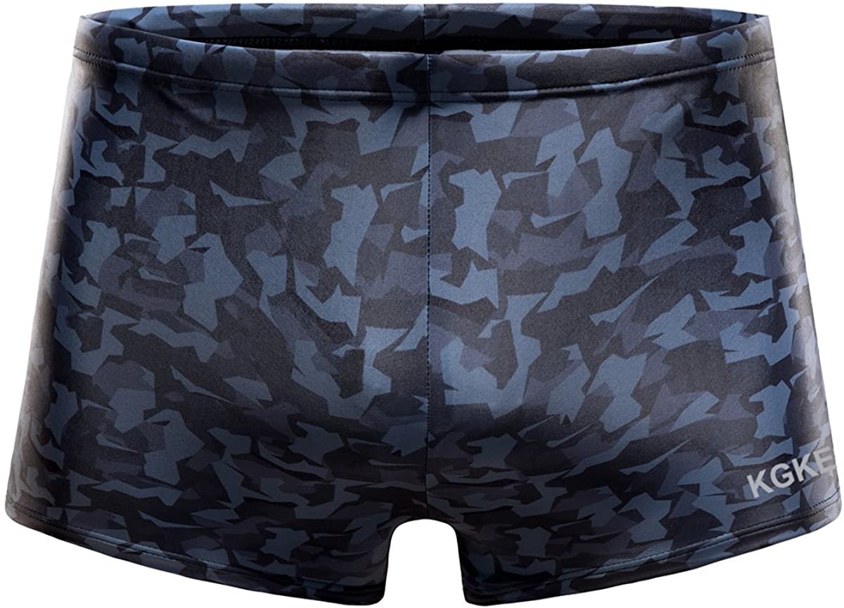 KGKE Mens Square Leg Short Swim Suit Swimsuit for PBT Fabric Shape Retention Quick Drying 