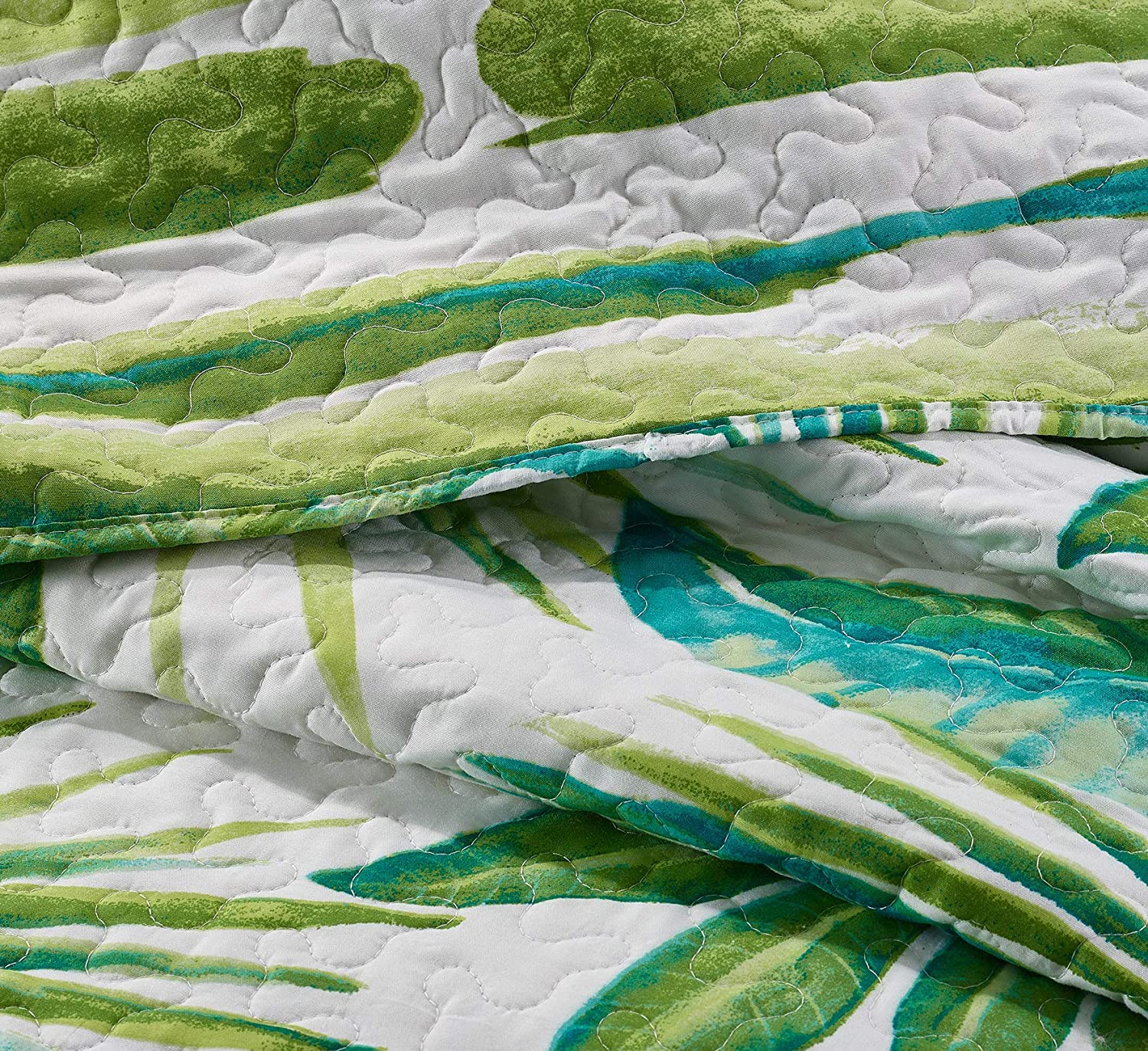 Virah Bella Tropical Leaves Contemporary Bedding Set - Full/Queen Quilt ...