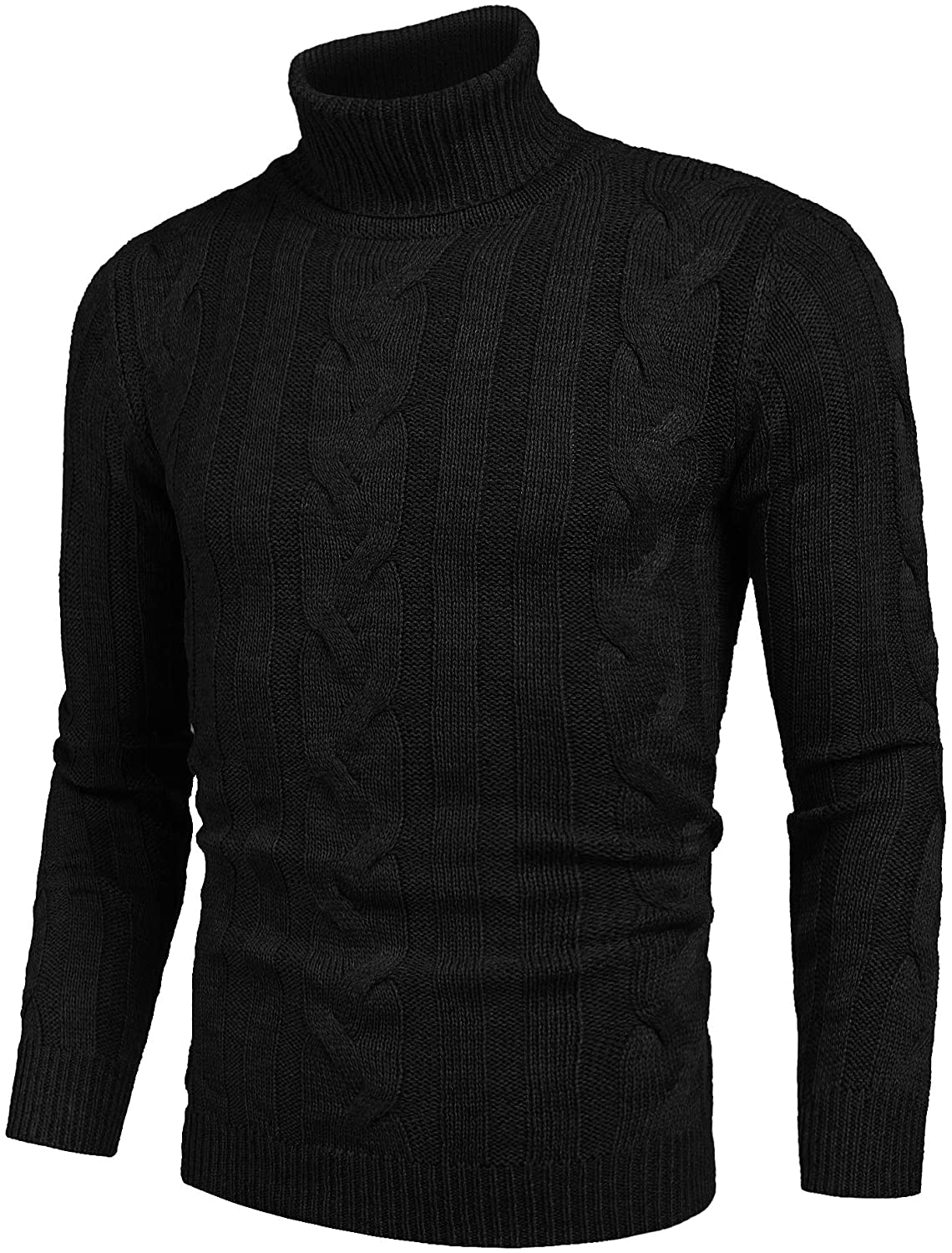 COOFANDY Men's Slim Fit Turtleneck Sweater Casual Ribbed Knitted ...