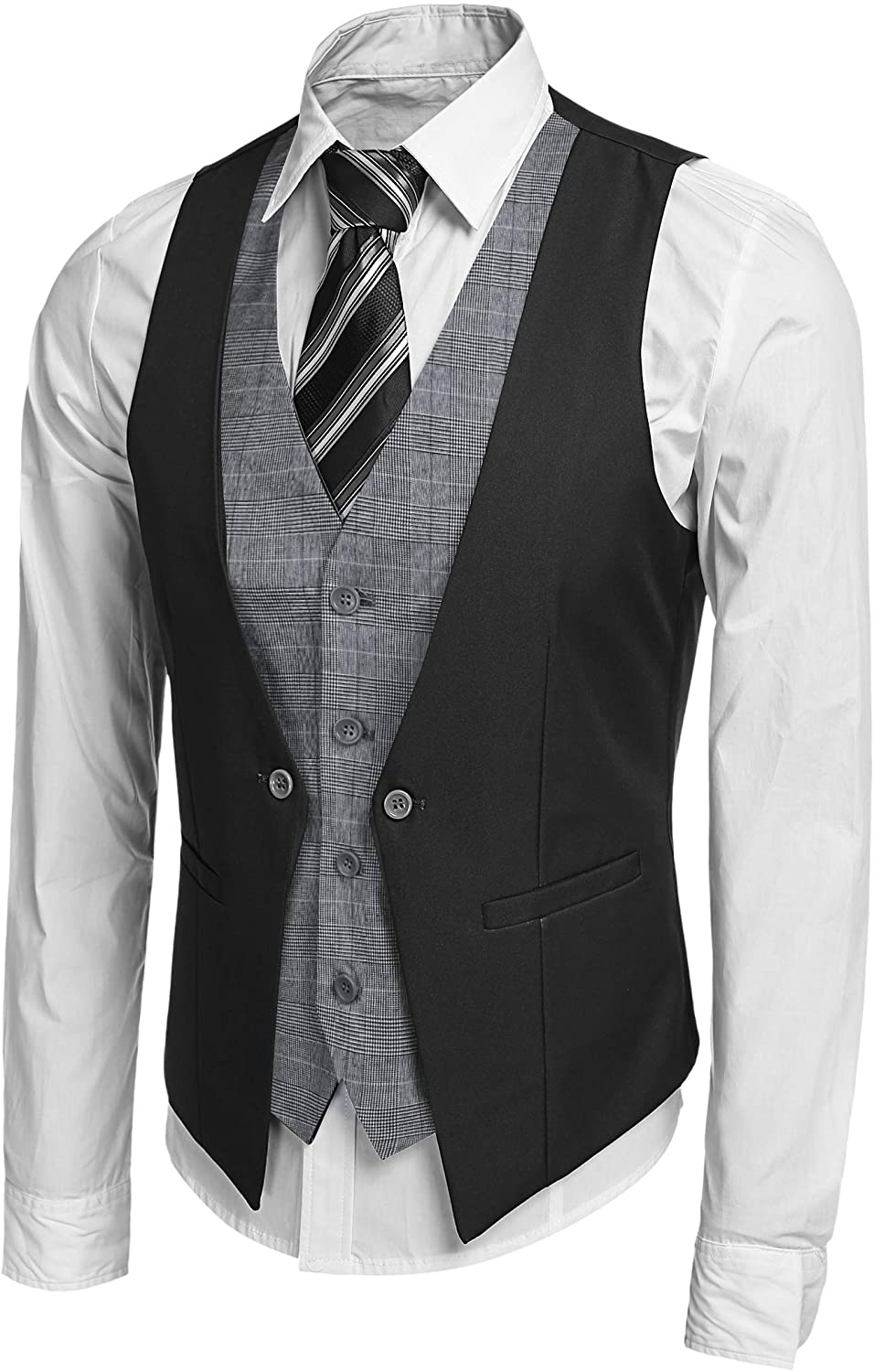 COOFANDY Men's Suit Jacket and Vest Set Slim Fit 2 Pieces Suits Two Button  Blazer Jacket Formal Business Dress Vest at  Men’s Clothing store