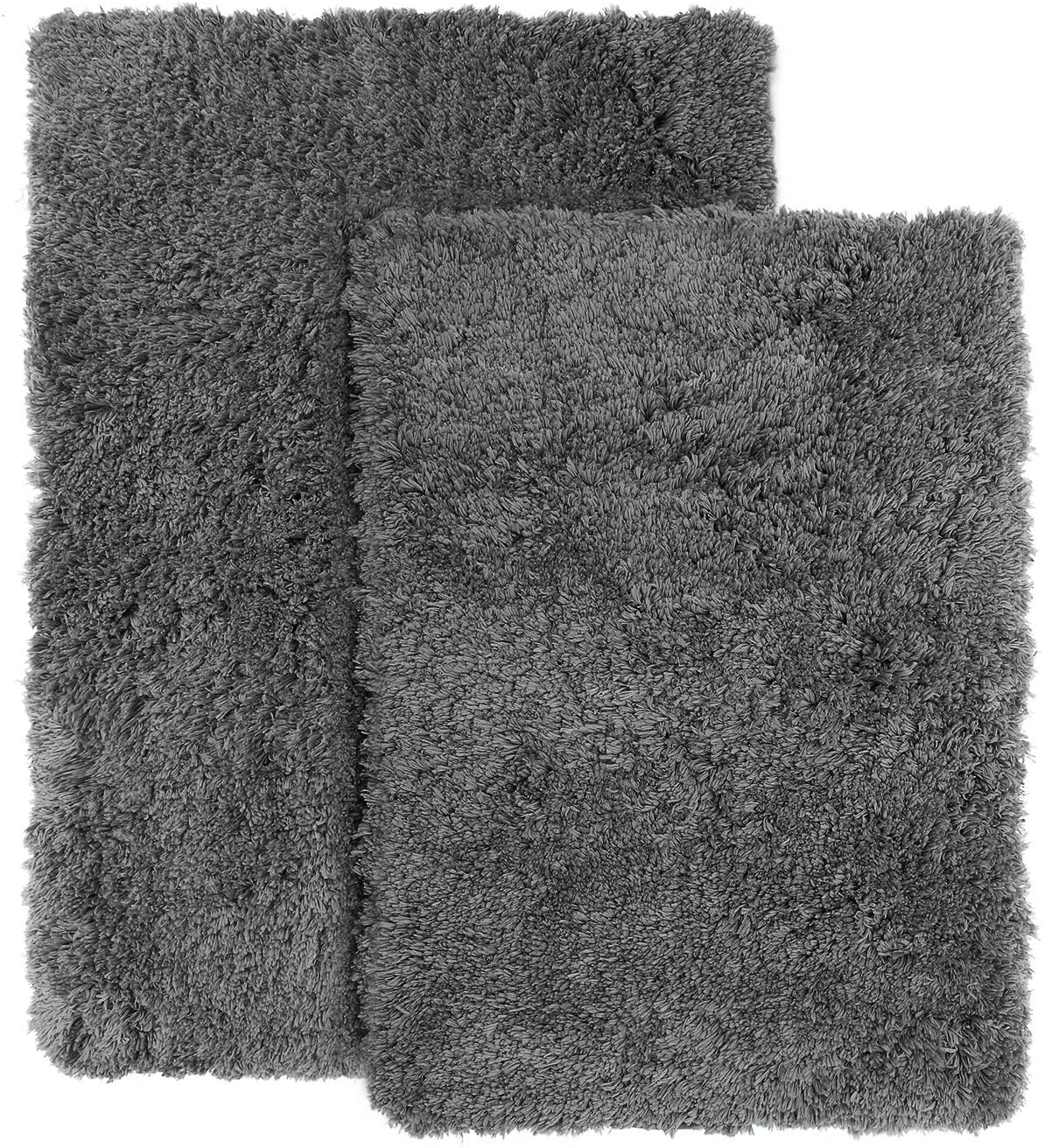 Clara Clark Non-Slip Shaggy Bath Rug Set White Rubber Microfiber 3-Piece Set