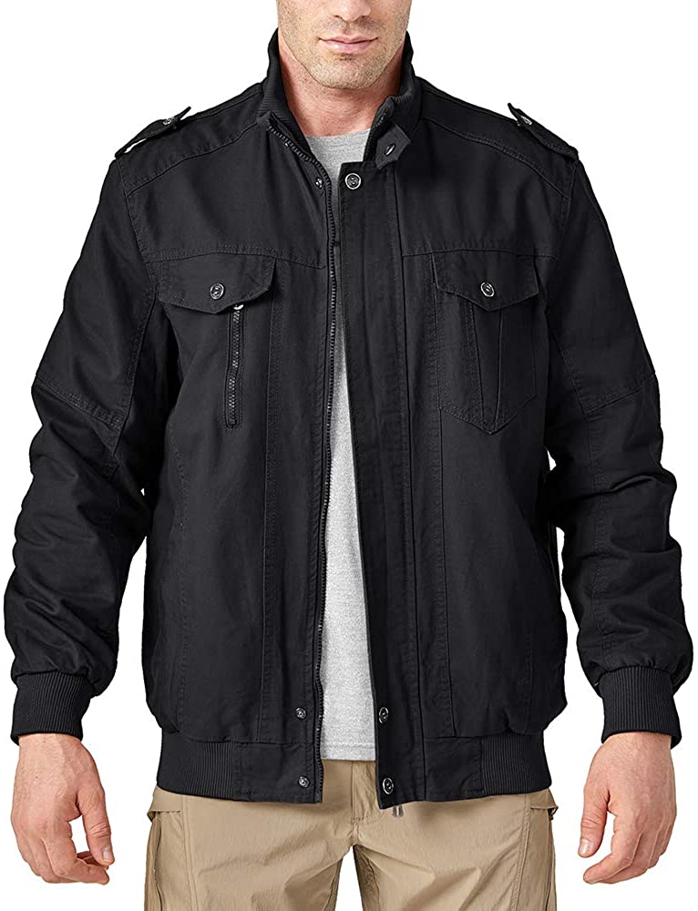 TACVASEN Men's Cotton Jackets Military Cargo Bomber Working Jackets ...