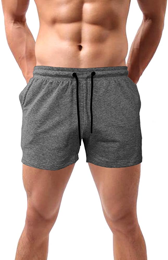 Lehmanlin Workout Shorts with Pockets for Men 5 Inch Bodybuilding Training Clothing 