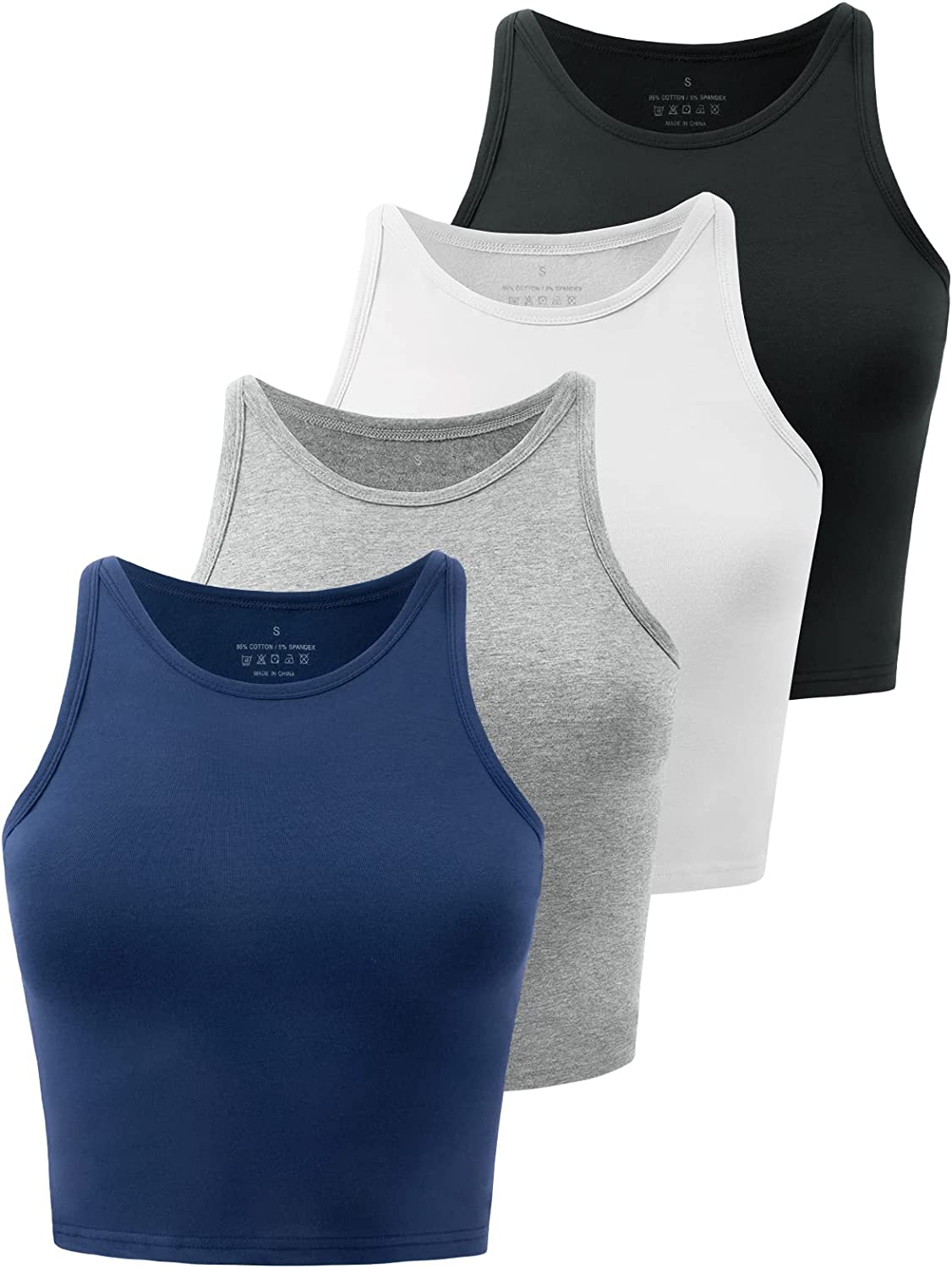 Kole Meego Crop Tops for Women Workout Cropped Tank Top High Neck Camisole  Yoga