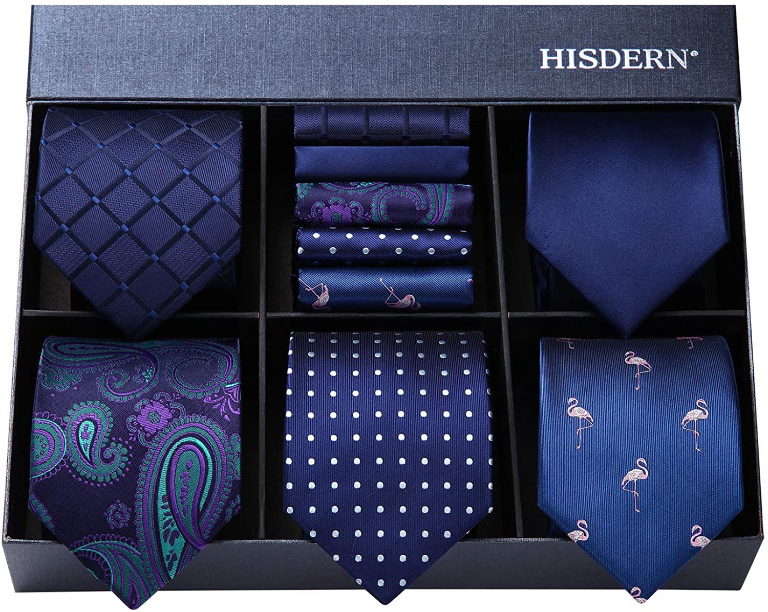 Hi-Tie 3 Pcs Mens Tie Set in Gift Box Necktie with Pocket Square and  Cufflinks S | eBay