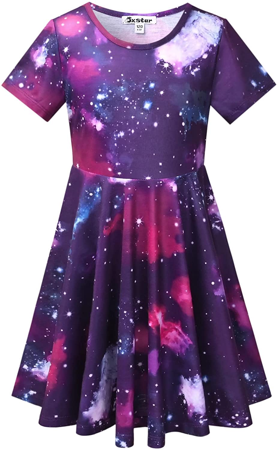 Girls Unicorn Dresses Summer Swing Short Sleeve Casual Clothes for
