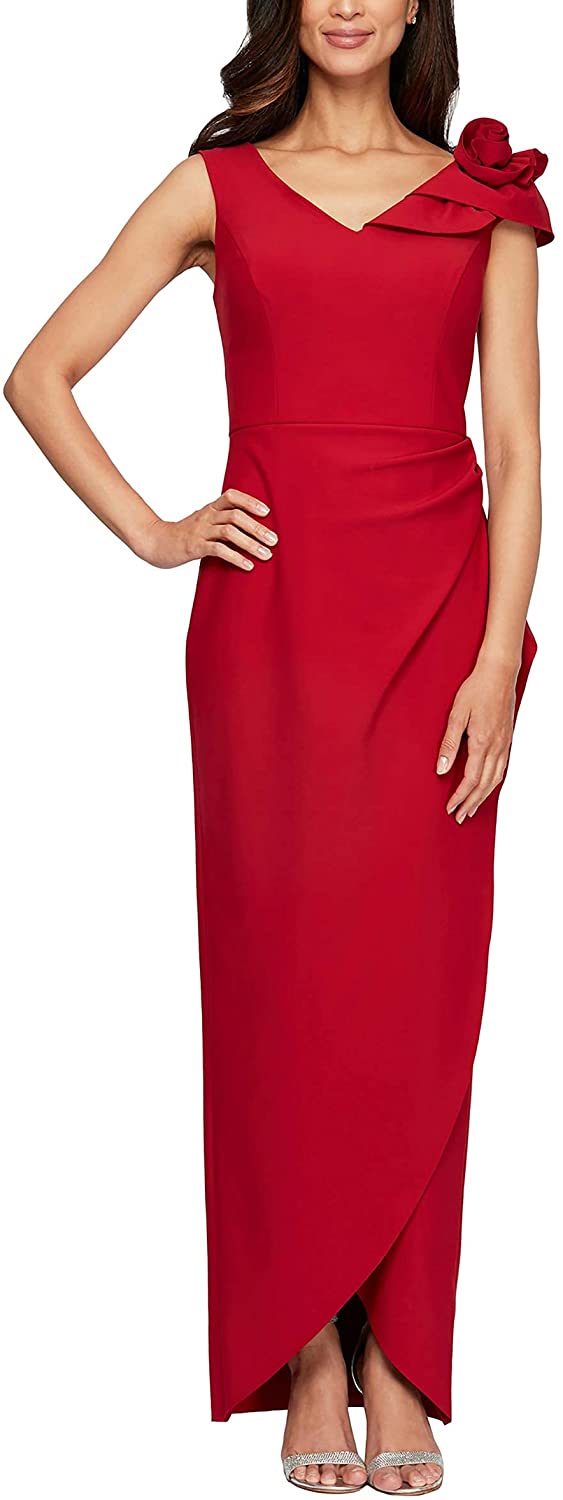 Alex Evenings Womens Off The Off The Shoulder Gown with Cascade Ruffle Skirt 