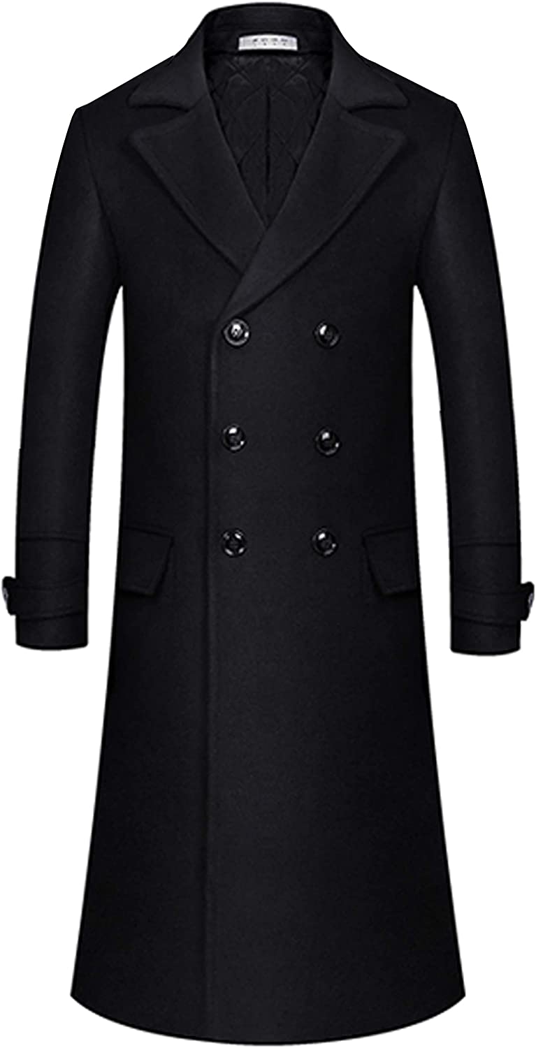 Pre-owned Visit The Aptro Store Aptro Men's Luxury Full Length Wool Trench Coat Warm Overcoat Winter Long Coats In Black Full Length #s18