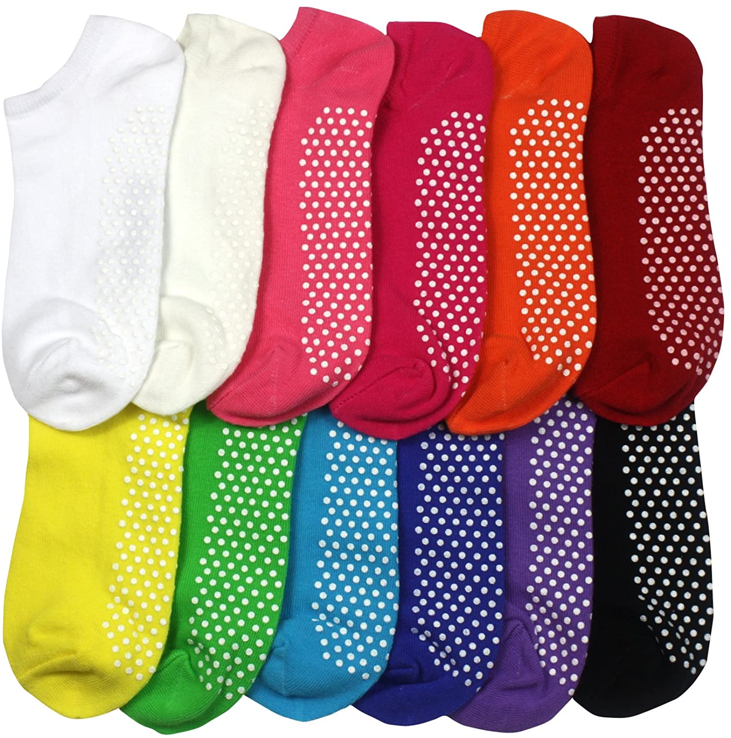 Trampoline Rymora Non Slip Grip Socks for Women and Men Barre & Home Yoga - Perfect for Hospital 2 Pairs 