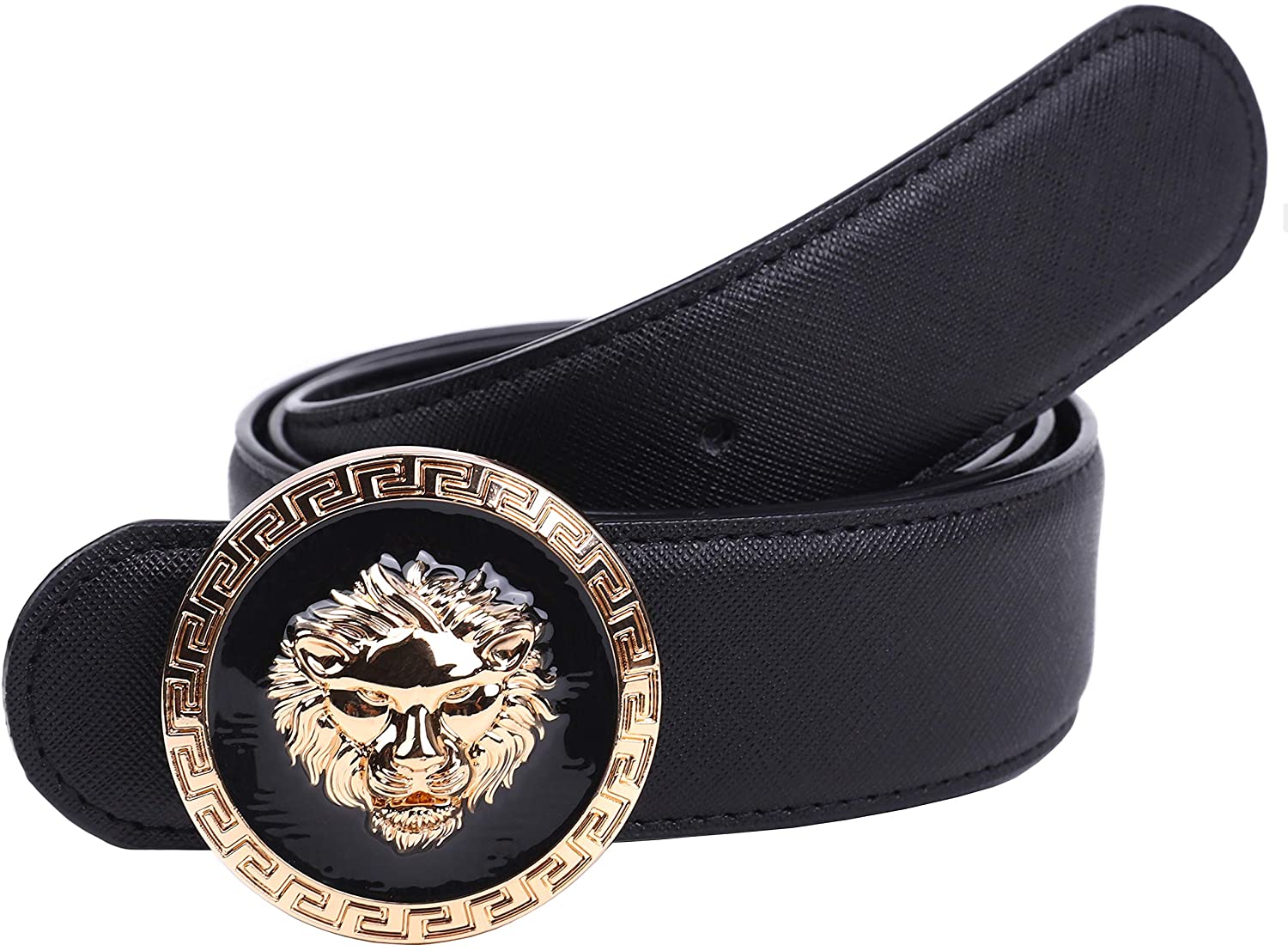 Yuangu Womens Leather Belt with Gold Buckle