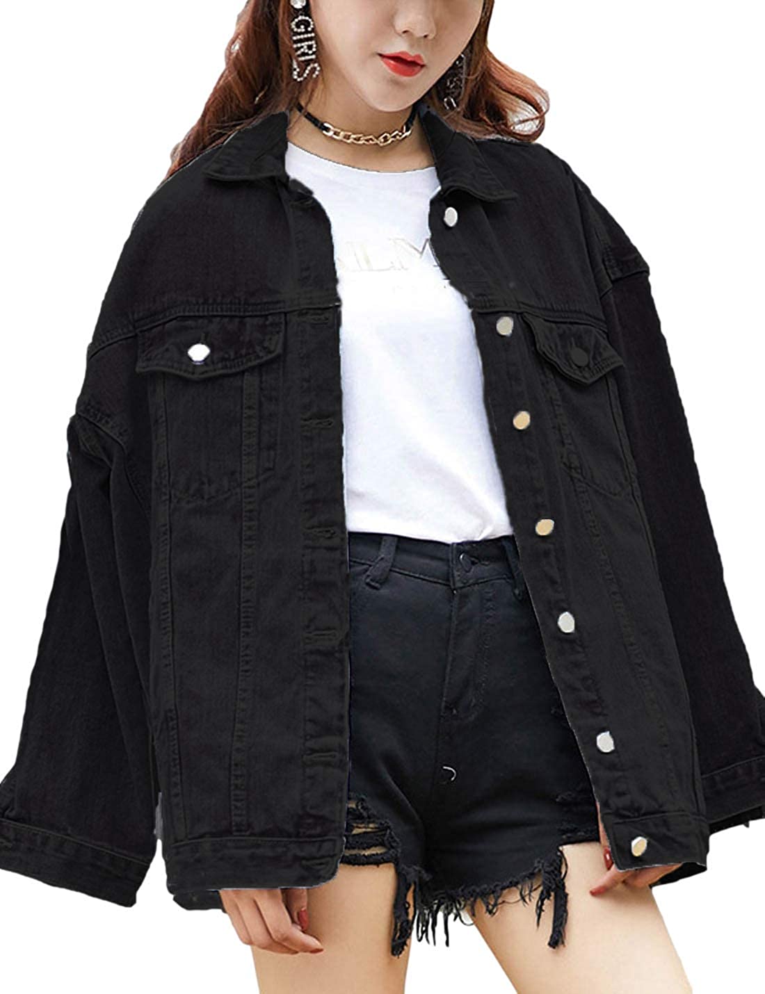 Yeokou Womens Long Denim Jacket Oversized Drawstring Hooded Midi Jean  Jacket at  Women's Coats Shop