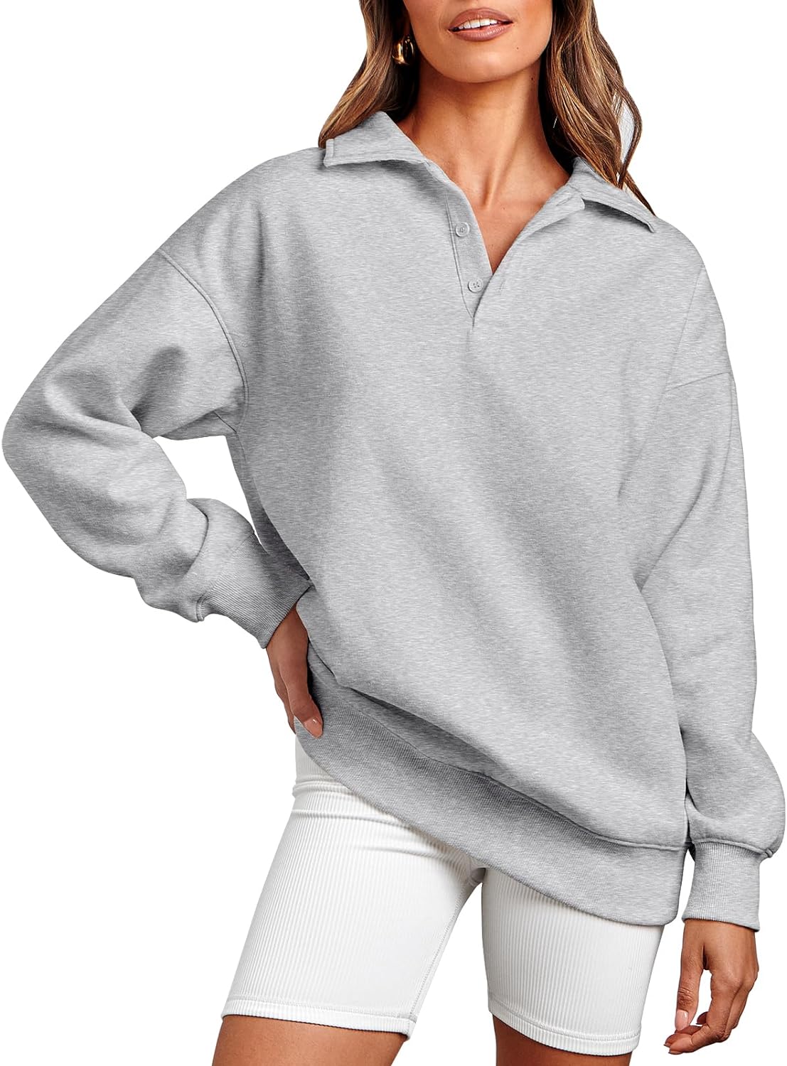 Caracilia Oversized Sweatshirt for Women Fleece Long Sleeve