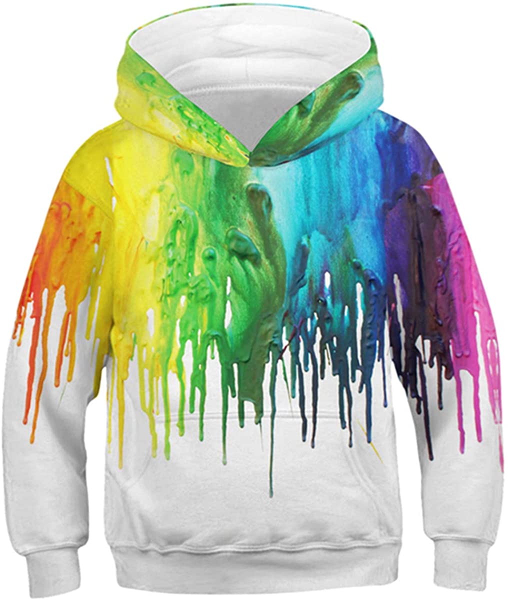 Funnycokid Teens Boys Girls Pullover Hoodies Funny 3D Print Hooded Sweatshirts for Kids 6-16Y