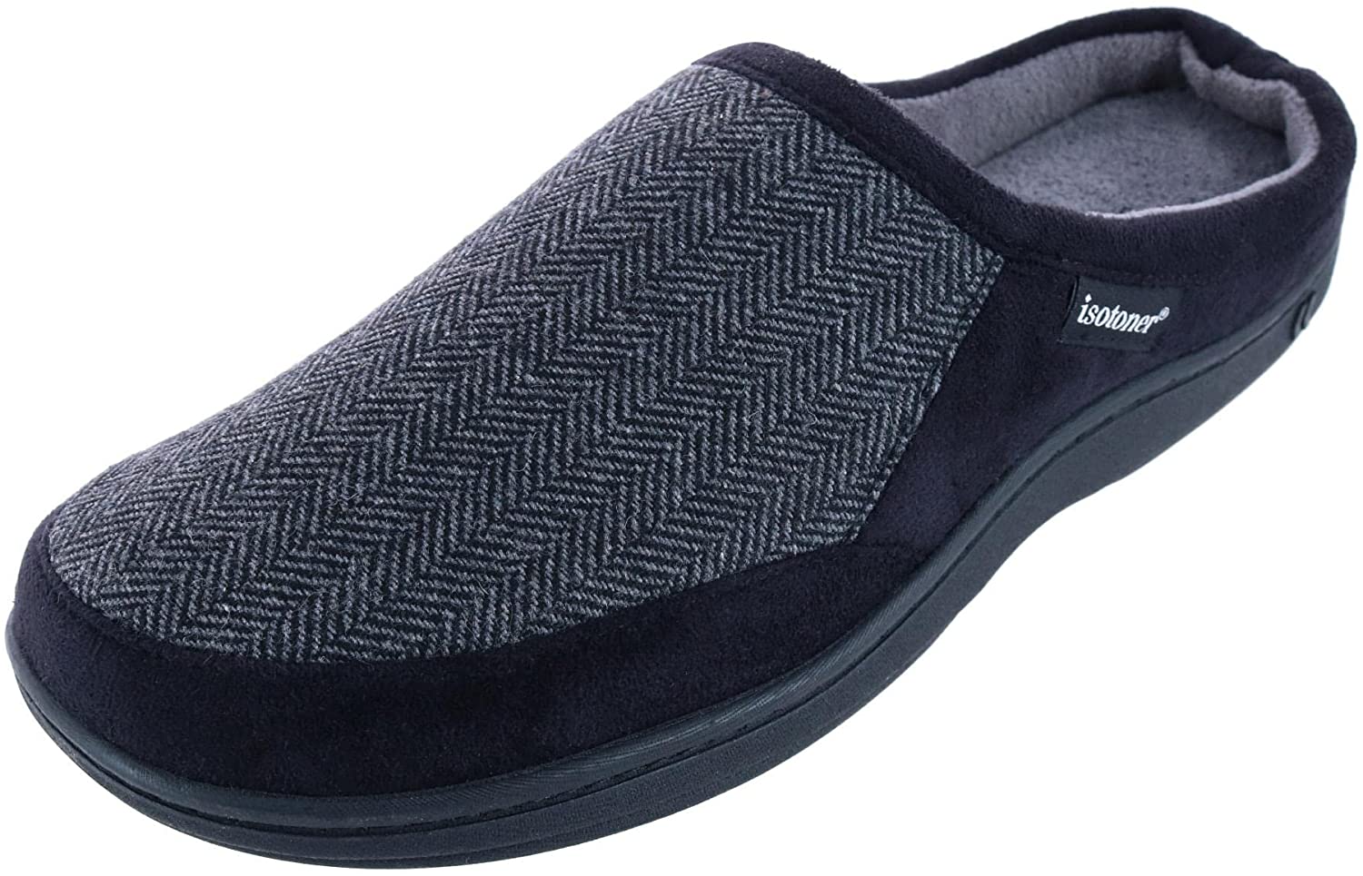 isotoner signature men's herringbone logan slippers