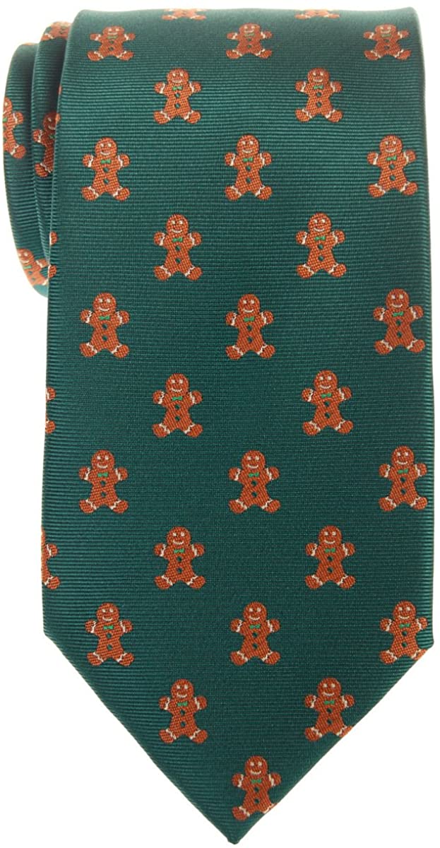 8-10 years Retreez Green Christmas Woven Boys Tie with Christmas Candy Canes Pattern