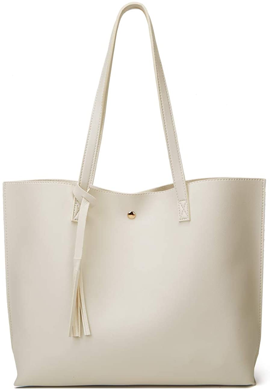 Big Capacity Tassel Handbag Women's Soft Faux Leather Tote Shoulder Bag from Dreubea 