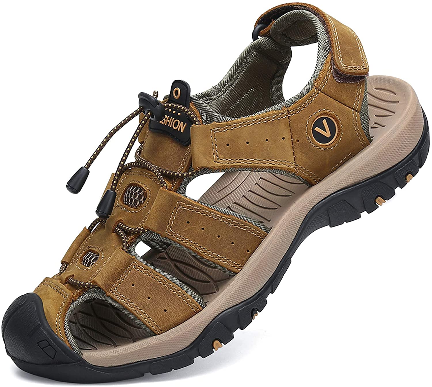 FLARUT Men's Sport Sandals Outdoor Hiking Sandals Closed Toe Leather  Athletic Li | eBay